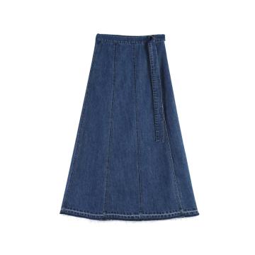 One-piece Denim Skirt With Straps