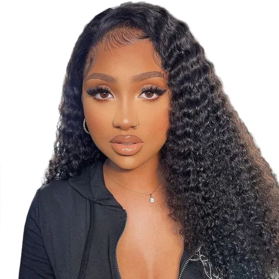 150% 180%Density Kinky Curly Hd Full Lace Front Wig Raw Brazilian Virgin 100%Human Hair Lace Frontal Closure Wig For Black Women