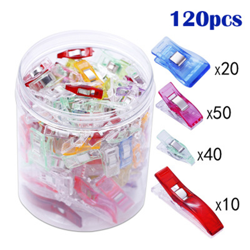MIUSIE 48/100/120pcs DIY Patchwork Plastic Clothing Clips Holder For Fabric Quilting Craft Sewing Knitting Garment Clips