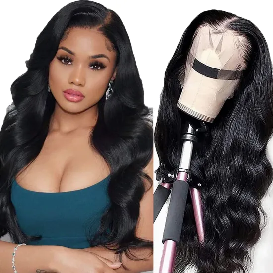 Real Virgin Human Hair Raw Indian Lace Closure Wig Body Wave 4*4 Wholesale Indian Virgin Remy Closure Swiss Lace Hair Wigs Human