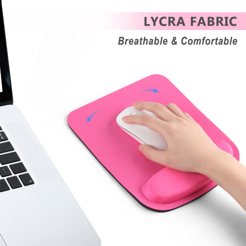 Conjunto de almofadas de mouse ergonômico rosa com repouso no pulso