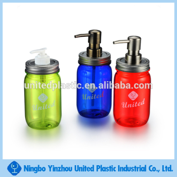 16oz single wall plastic drinking jar tumbler with lid and pump