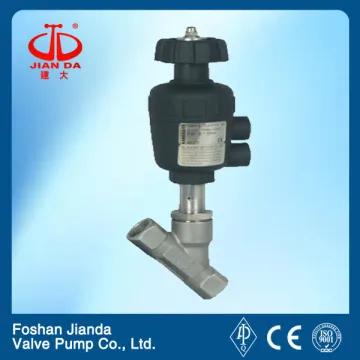 Pneumatic angle seat valve with handwheel/pneumatic control valves