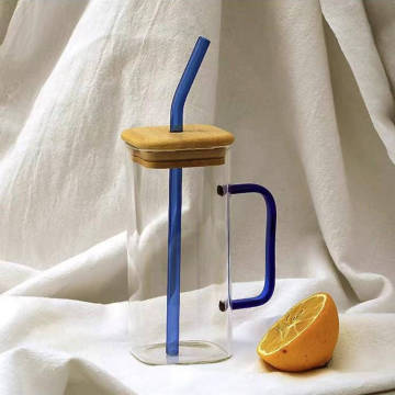 Square Glass Cups with Straws and Handles - High Quality Household Water Cups IN STOCK NOW