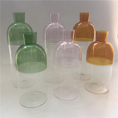 einzigartige halbe bunte glasflasche dekorative glaswaren