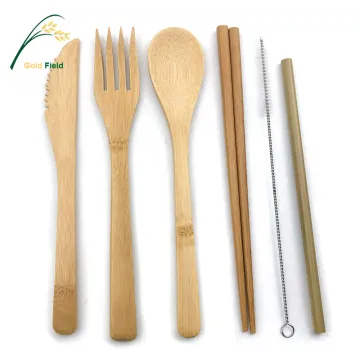 Bamboo Cutlery Travel Set with Customized Logo