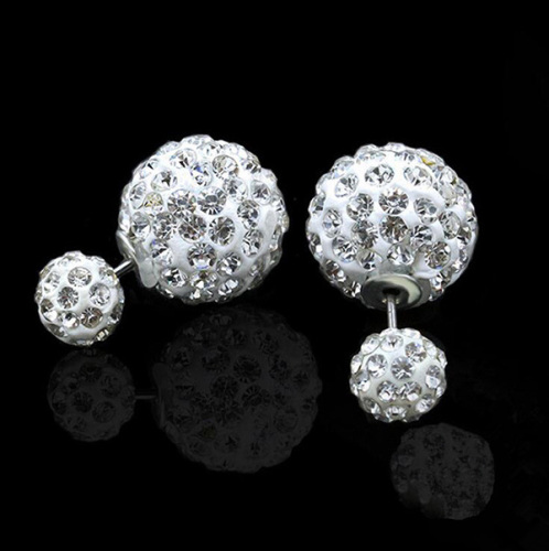 Đa màu sắc Double-faced Shamballa Jewels Earring cho phụ nữ