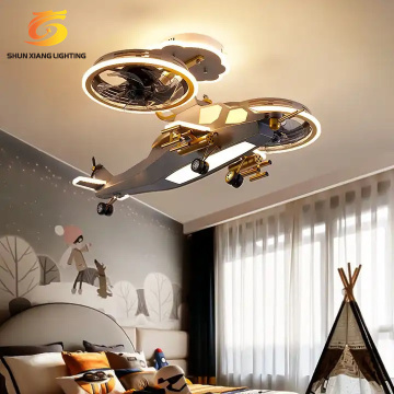 Modern Airplane Design LED Ceiling Fan Light - Wood-Plastic-ABS Material