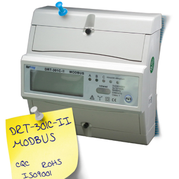 ISO9001 Three phase energy meter magnet of three wire DIN Rail