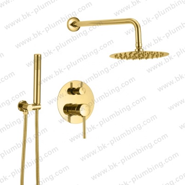 Concealed Golden Rainfall Shower Faucet Set - Stainless Steel Bathroom Shower System