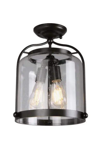 12 Inch Glass Lantern Lamp Semi-flush Mount