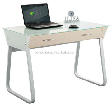 Two Colour Office Glass Desk With Drawer