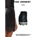 Faux Leather Lace Trim Two Tier Micro Skirt