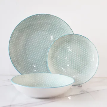Hot selling dinnerware pad printing blue porcelain tableware