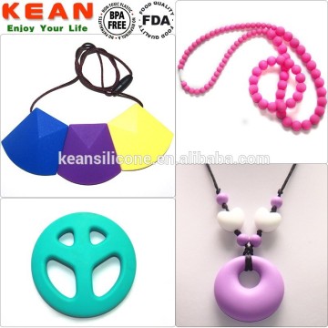 High meet FDA and LFGB level silicone necklace baby teething pendant