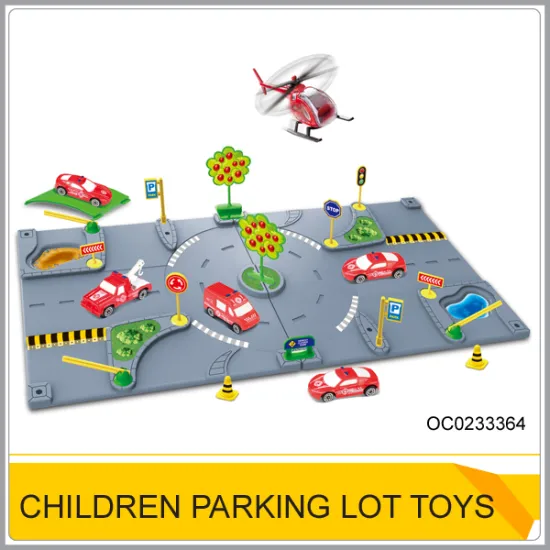 Kids diy parking lot set plastic plane and mini fire truck toy OC0233364