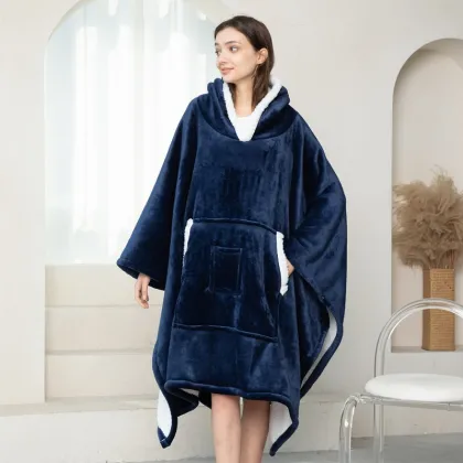 Oversized TV Blanket Hoodie - Fleece Blanket with Sleeves for Men and Women