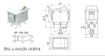 6P high quality rocker switch