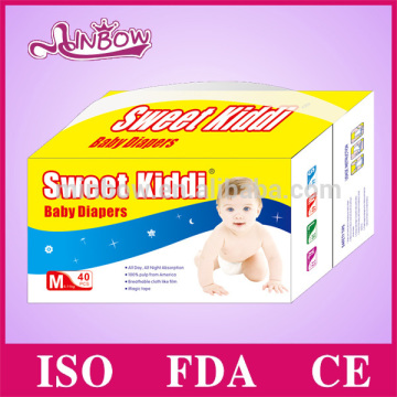 Fujian famous brand high quality minbow sweet kiddi baby diaper nice soft baby diaper