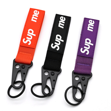 Anti-Loss PVC Patch Nylon Keychains Wrist Strap