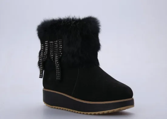 Cow Leather Ladies / Womens Booties Shoes With Black Tassel Upper