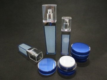 Plastic Cosmetic Bottle, Square Shaped Acrylic Lotion Pump Bottle and Round Shaped Acrylic Cream Jar