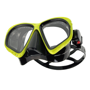 Black Silicone Snorkel Mask with Tempered Glass Lens - Diving Goggles for Adults