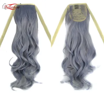Hot sell Drawstring ponytail Synthetic hair Grey Ponytail Clip in ponytail hair pieces  hair extension