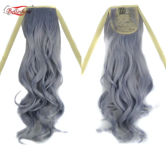 Hot sell Drawstring ponytail Synthetic hair Grey Ponytail Clip in ponytail hair pieces  hair extension
