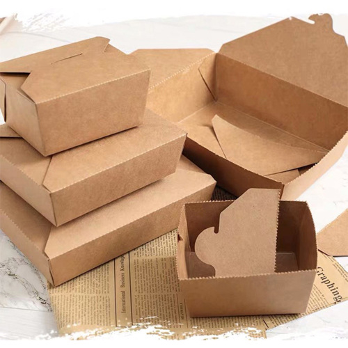 Boîte à lunch à emporter en papier kraft d&#39;emballage jetable populaire