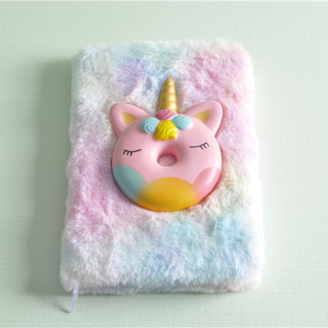 Cute Squishy Donut Unicorn Furry Cover A5 Journal Notebook Gift