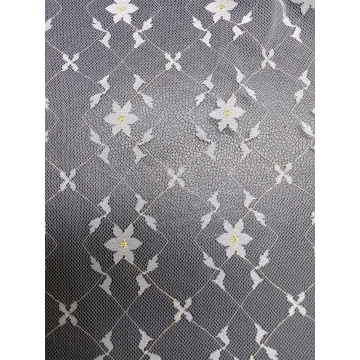 2022 tecido de malha de bordado de flor de seda de alta qualidade e prata