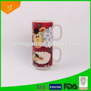 Stacking Ceramic Coffee Mug With Animal decal