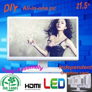 Gaming pc with DIY computer hardware 21.5" LED monitor big screen all in one pc case