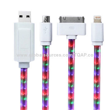 LED Flash Light (3 Fiber Wires) 30-pin USB Cable, 1.0m Length