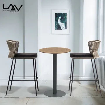 Modern Outdoor Aluminum Frame Woven Rope Bar Chair for Patio and Balcony