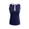 Ladies Knit Textured Fabric Sleeveless Polo