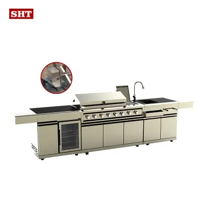 Professional Outdoor Stainless Steel Free Stand Gas Grill Kitchen Design
