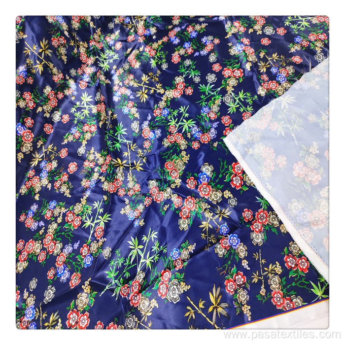 customize navy daisy floral digital printing fabric service duchess satin fabric printed fabric