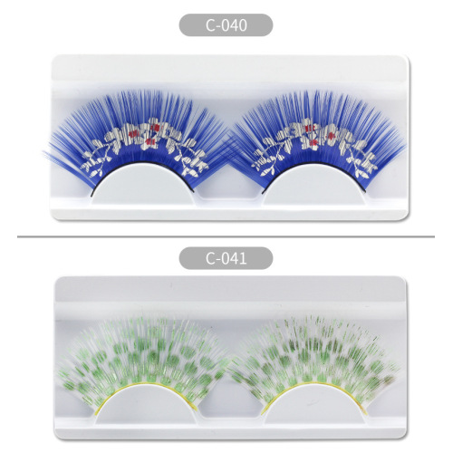 Colorful exaggerated false eyelashes with carton pattern