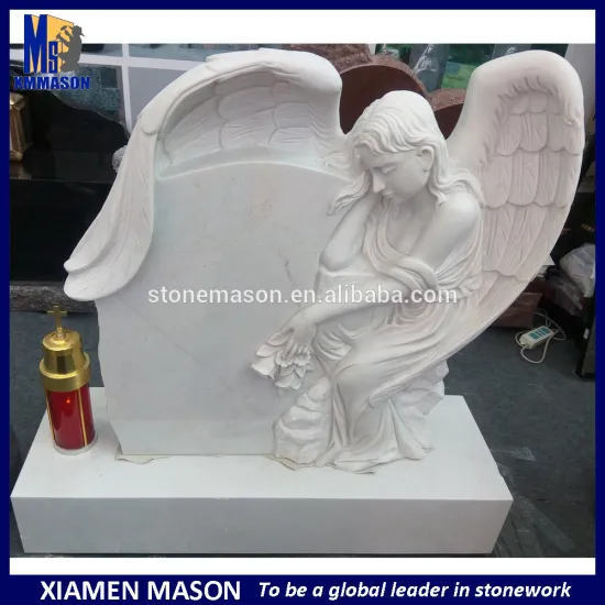 Western weeping large marble angel statues for cemetery monument