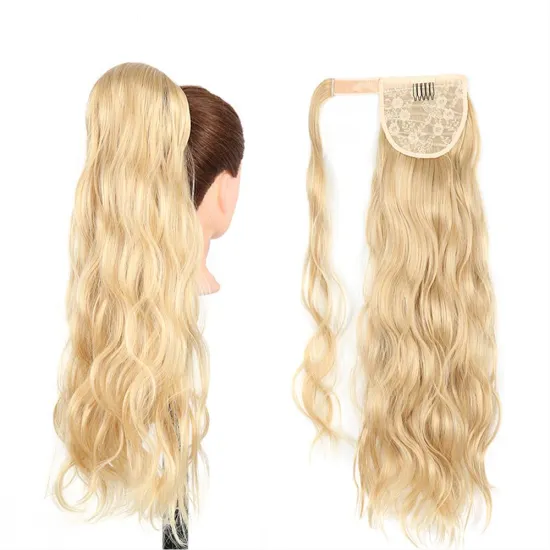 Hot Selling Factory Price For Black Women Crystal Hair Ponytails Wrap Around Clip In Hairpieces Synthetic Ponytail Extensions