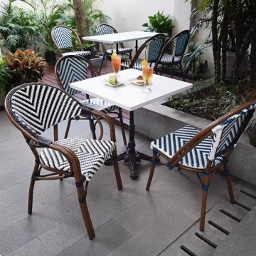 Factory Price All-Weather High Quality Bistro Patio Aluminium Coffee Restaurant Furniture Rattan Chair