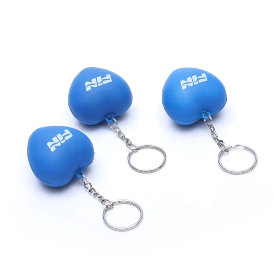 Custom Wholesale PU Foam Blue Heart Squishy Key Chains