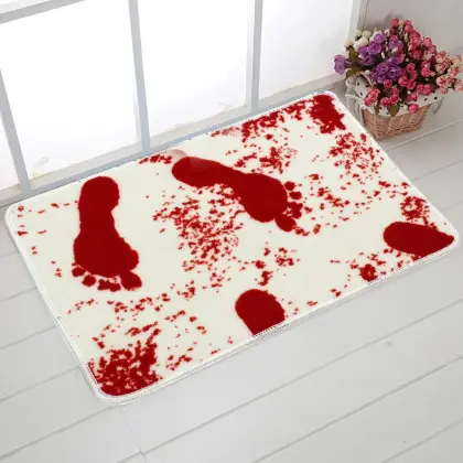 Halloween Scary Horror Novelty Blood Footprint Bath Tub Toilet Rug Shower Carpet Bathroom Floor Mats Bath Mats