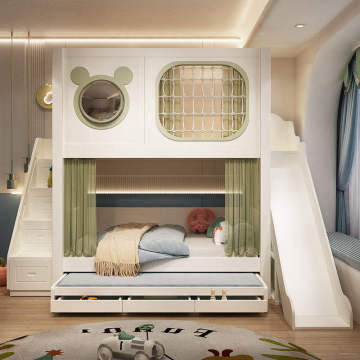 Children's Space Capsule Guardrail Bed: Innovative S-Shape Bunk Bed for Siblings