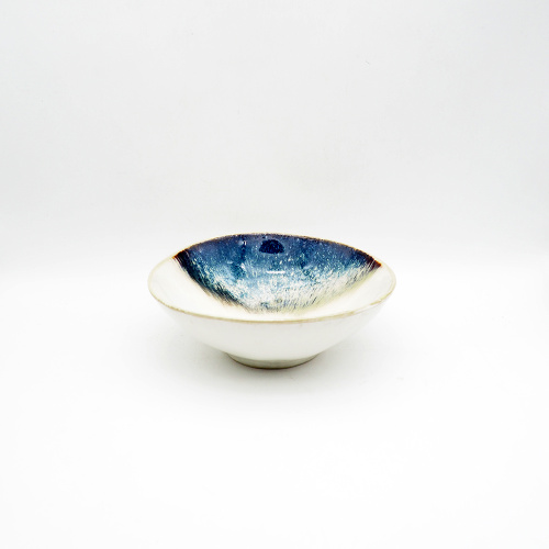 Reaktive Glasur blau und weiße Keramik -Suppenschüssel -Set