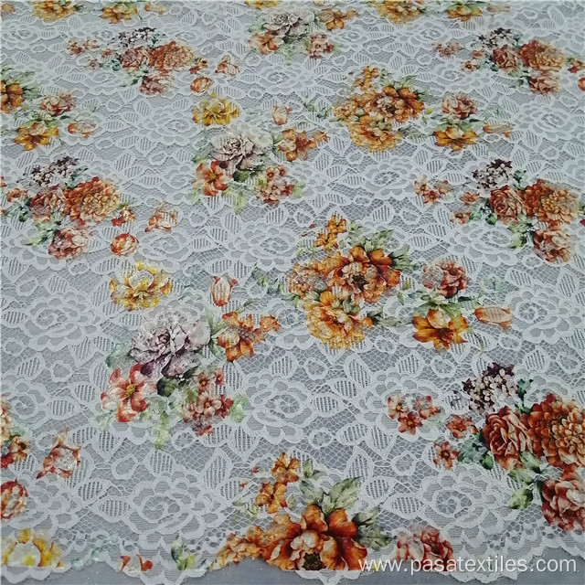 Customized color digital print Lace corded fabric