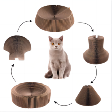 Foldable deformable interactive corrugated cat scratcher cardboard