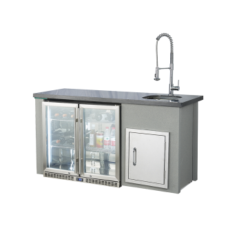 Modular Outdoor Kitchen with Sink, Stove, and Refrigerator